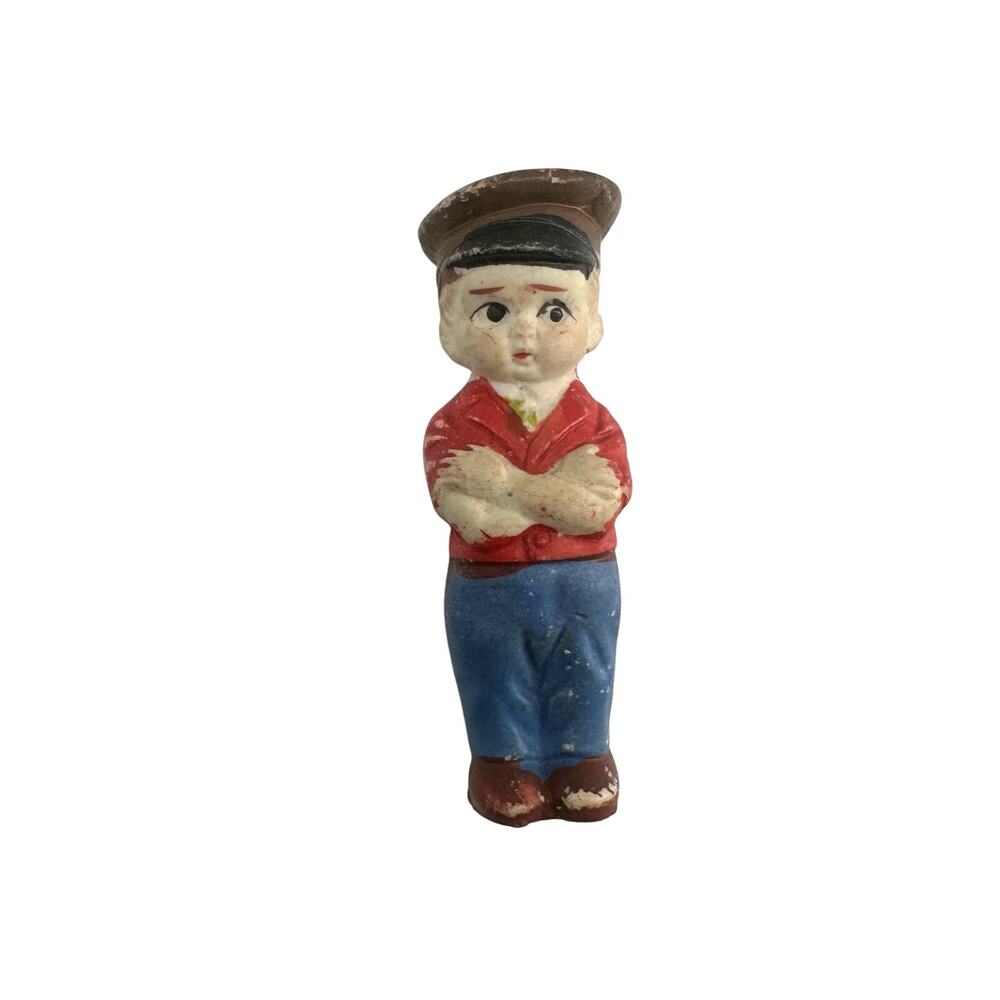 Vintage Japan Bisque Boy Figurine Mini Child Doll Nursery Decor Cottagecore